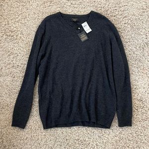 Charcoal Gray V Neck Cashmere Sweater